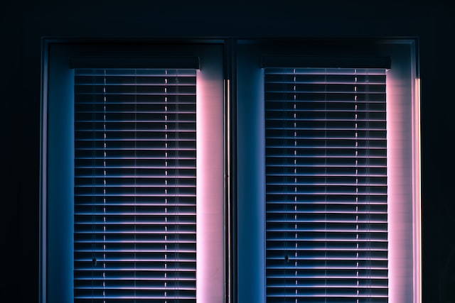 blinds with light pinkish shade