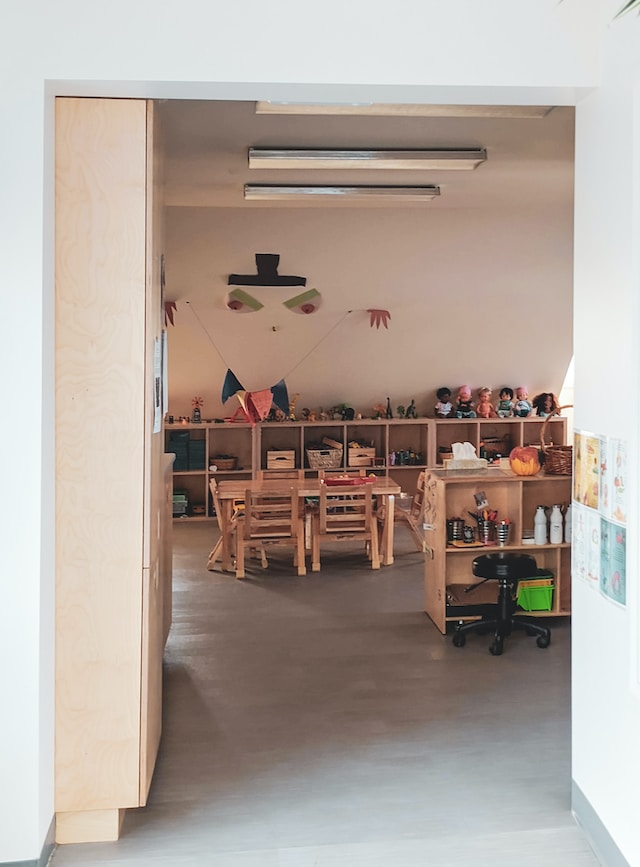 playful wooden furniture in a nursery room
